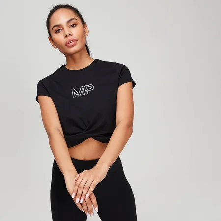 T-Shirt mit Twist-Detail vorne für Ruhetage - Schwarz