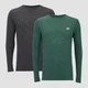 Doppelpack langärmelige Performance-T-Shirts – Zartgrün/Dunkelgrau
