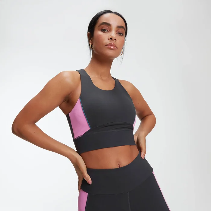 Power Longline Crop Top - Schiefergrau