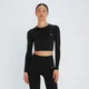 MP Damen Shape Seamless Langarm-Crop-Top — Schwarz