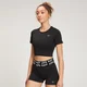MP Damen bauchfeies Curve Kurzarm-T-Shirt — Schwarz