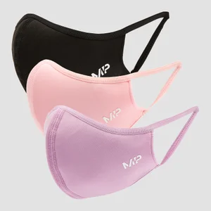 MP Curve Mund-Nasenschutz (3er-Pack) – Schwarz/Geranium Pink/Flieder - Size S/M