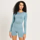 MP Shape Nahtloses Langarm-Top für Damen - Steinblau