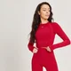 MP Tempo Nahtloses Langarm-Crop-Top für Damen - Rot