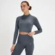 MP Women's Tempo Nahtloses Croptop mit 1/4-Reißverschluss – Graphit
