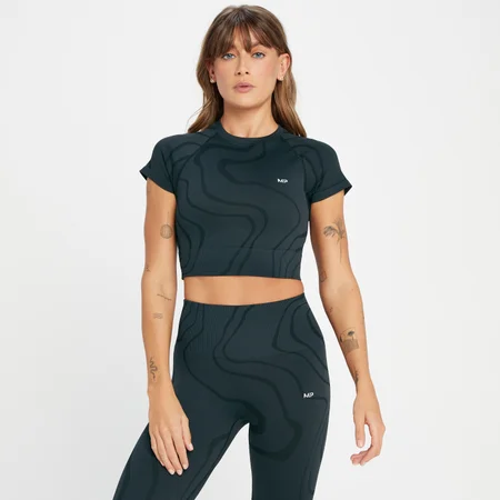 MP Damen Tempo Wave Nahtloses Croptop – Schwarz
