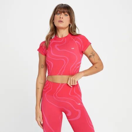 MP Damen Tempo Wave Nahtloses Croptop – Rougue Red