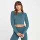 MP Damen Rest Day Body Fit Langarm-Crop-T-Shirt– Blaugrau