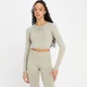 MP Damen Shape Nahtloses Langarm-Crop-Top – Sanftes Grau