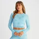 MP Damen Shape Seamless Langarm-Crop-Top – Blaue Batik