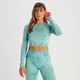 MP Damen Shape Seamless Langarm-Crop-Top – Rauchblaue Batik