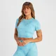 MP Damen Shape Seamless Kurzarm-Crop-Top – Blaue Batik