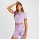 MP Damen Shape Seamless Kurzarm-Crop-Top – Lila Batik