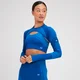 MP Damen Tempo Ultra Nahtloses Langarm-Crop-Top – Surf-Blau