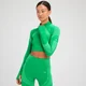 MP Damen Tempo Ultra Nahtloses Langarm-Crop-Top mit 1/4-Reißverschluss – Hellgrün