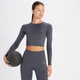 MP Damen Shape Nahtloses Langarm-Croptop – Grafit