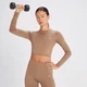 MP Damen Shape Nahtloses Langarm-Croptop – Toffee