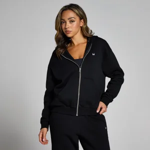 MP Damen Basics Kapuzenpulli mit durchgehendem Reißverschluss — Schwarz - Size XXS