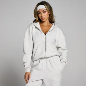 MP Damen Basics Kapuzenpulli mit durchgehendem Reißverschluss – Hellgrau - Size XS