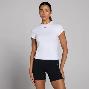 MP Damen Basics Körperbetontes Kurzarm-T-Shirt – Weiß - Size S