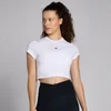 MP Damen Basics Körperbetontes Kurzarm-Crop-T-Shirt – Weiß