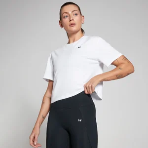 MP Damen Basics Locker sitzendes Kurzarm-Crop-T-Shirt – Weiß - Size S