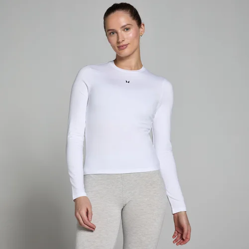 MP Damen Basics Körperbetontes Langarm-T-Shirt – Weiß