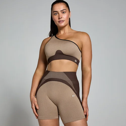 MP Damen Contrast Rib Nahtloser Sport-BH – Kaschmir/Espresso