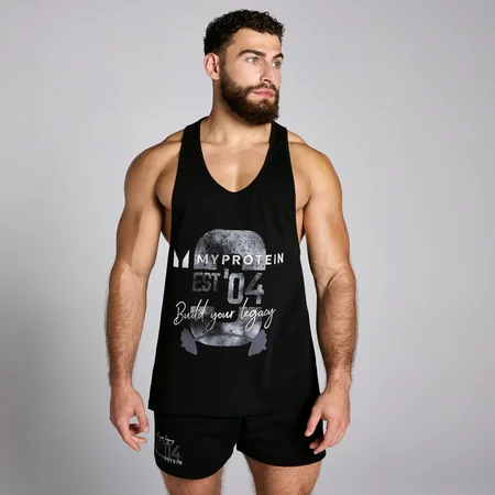 MP Herren Origin Stringer-Top mit Grafik Verwaschenes Schwarz