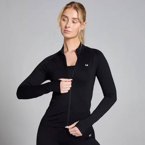 MP Damen Shape Nahtlose Jacke mit durchgehendem Reißverschluss – Schwarz