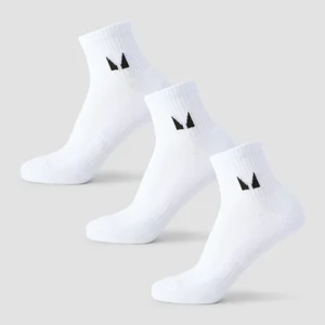MP Unisex Ankle Socks (3 Pack) - White - Size UK 6-8