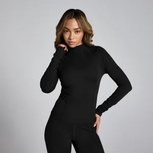 MP Damen Lifestyle Transparentes Top mit Trichterkragen – Schwarz - Size XS