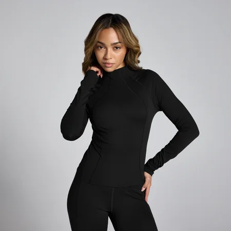MP Damen Lifestyle Transparentes Top mit Trichterkragen – Schwarz