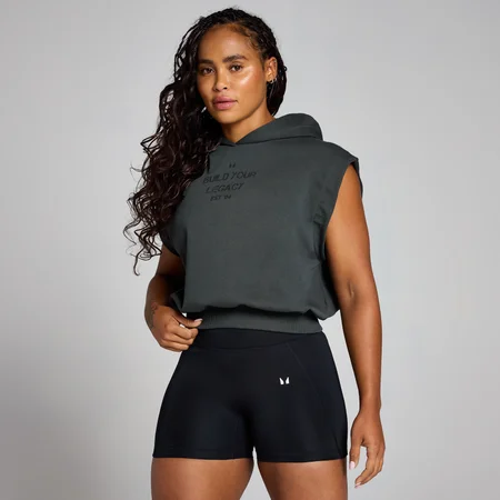 MP Damen Origin ärmelloser Kapuzenpulli – Verwaschenes Schwarz