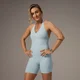 MP X Tatiana Shorts-All-In-One mit kontrastierendem Neckholder-Ausschnitt – Helles Aqua