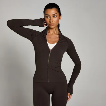 MP Damen Tempo Ultra Nahtlose Jacke mit Reißverschluss – Gemahlener Kaffee