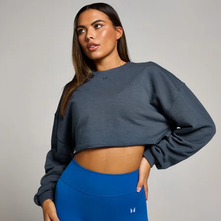 MP Damen Tempo Lässiges Langärmeliges Crop-Top – Mitternacht