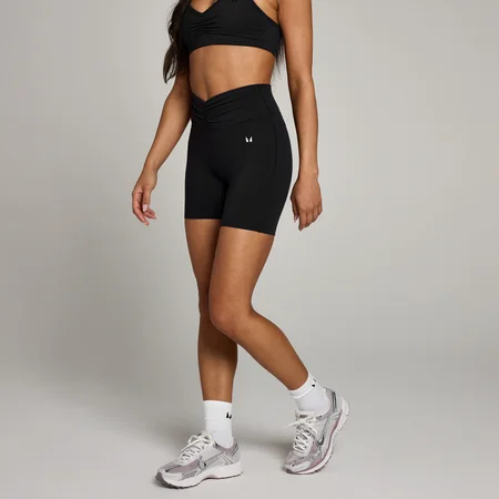 MP Damen Tempo Shorts mit geraffter Vorderseite – Schwarz