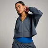 MP Damen Tempo Crop-Kapuzenpulli mit Durchgehendem Reißverschluss – Mitternacht