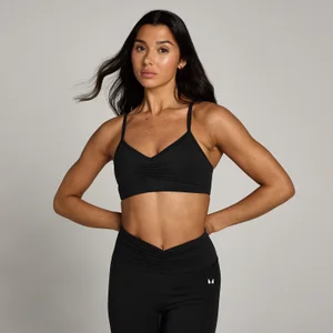 MP Damen Tempo Sport-BH mit geraffter Vorderseite – Schwarz - Size XS