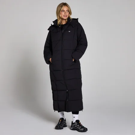 MP Damen Maxi Wattierte Steppjacke – Schwarz