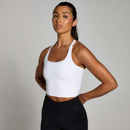 MP Damen Tempo Riemchentop mit Racerback – Weiß