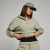 MP Damen Applique Kapuzenpulli mit verkürztem Schnitt mit Reißverschluss – Dunkler Salbei
