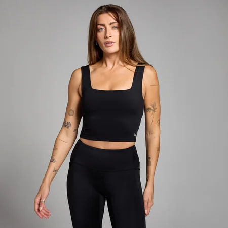 MP Damen Active Top mit quadratischem Ausschnitt – Schwarz