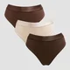 MP Damen Tanga mit Mittelhohem Bund (3er-Packung) – Dunkle Schokolade/Braun/Warmes Cremeweiß