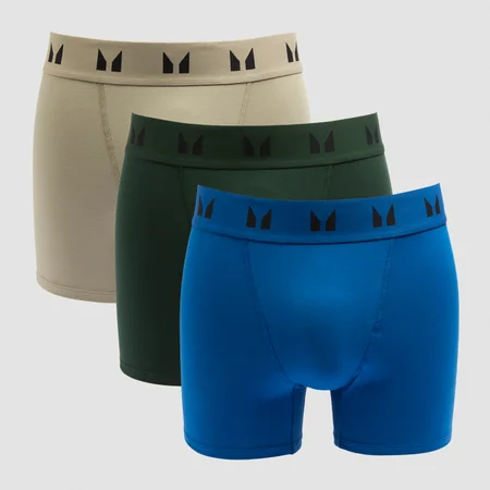 MP Herren Boxershorts (3er-Packung) – Dunkles Smaragdgrün/Dunkles Salbeigrün/Echtblau