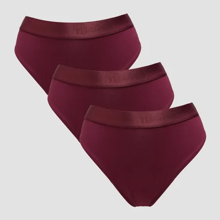 MP Damen Bikinislip mit Mittelhohem Bund (3er-Packung) – Dunkle Beere