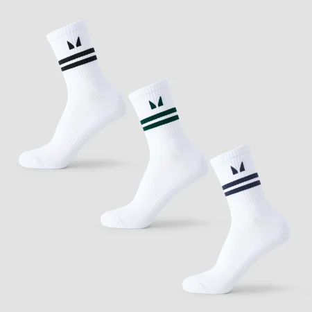 MP Stripe Retro Crew Socken (3er Pack) – Schwarz/Dunkles Smaragdgrün/Dunkles Saphirblau