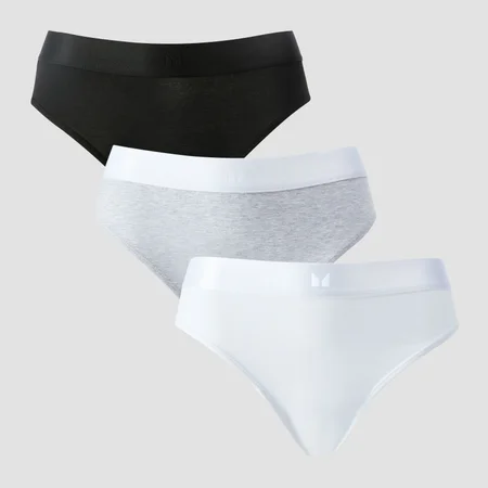 MP Damen Bikinislip mit Mittelhohem Bund (5er-Packung) – Weiß/Schwarz/Hellgrau