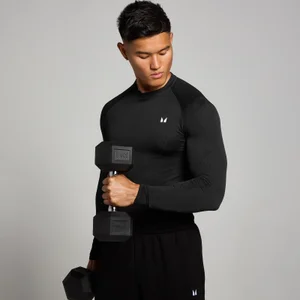MP Herren Tempo nahtloses Langarmshirt mit Grafikelement – Schwarz - Size M